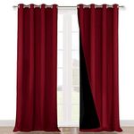 NICETOWN Loft Truly Blackout Drapes - Christmas Decor Soundproof Heat Protection Black Lined Curtains (52-inch Wide x 95-inch Long, Burgundy Red, 2 Pcs)