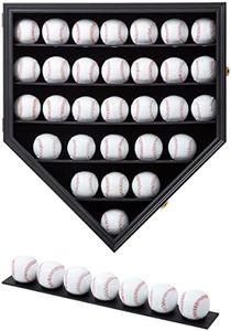 Baseball Display Frame Case Baseball Shadow Box Wall Cabinet Baseball Holders for 30 Balls Display with Lockable Anti Fade UV Protection Acrylic Door for Homerun and Collector Autograph Balls, Black