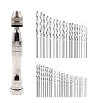 Accfore Pin Vise Hand Drill for Jewelry Making,48 Pieces Precision Hand Drill Tool,Mini Twist Drill Bits Set for Resin Casting Molds Jewelry Wood Plastic Making