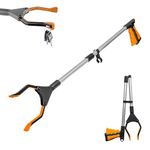 Crust-Pro Litter Picker, 32" Long Arm Foldable Litter Grabbers for Disabled & Adults, Heavy Duty Rubbish Picker with Embedded Magnet, Lightweight Rotating Jaws Grabber Stick Reaching Aids (Orange)