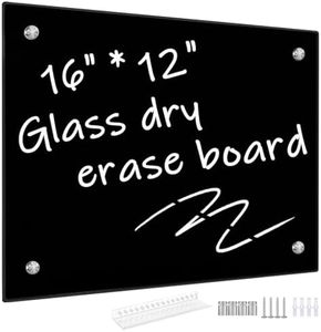 Okydoky Black Glass Dry Erase Whiteboard, 12" x 16" Frameless Glass White Board for Home,School,Office,Black Surface(Glass BB-BK-3040)