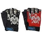 2Pairs Kids Cycling Gloves Half Finger Sport Gloves Non-Slip Gel Gloves Mountain Bike Gloves with Wolf Head Pattern for Children Boys Riding Biking Climbing Hiking Skating Hunting Workout