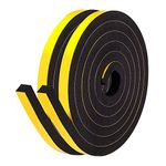 fowong Adhesive Foam Tape 12mm(W) x 10mm(T) x 4M(L) Closed Cell Home Window Door Draught Excluder Air Conditioner Weather Stripping Seal SoundProof Foam Insulation Tape Yellow