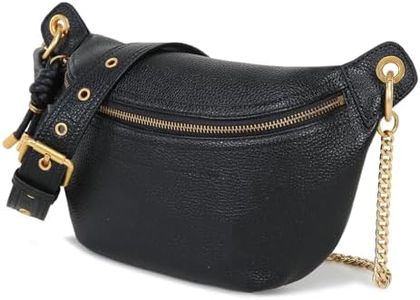 ITAMOOD Genuine Leather Waist Packs for Women, Fashion Fanny Pack Belt Bag, Luxury Designer Trendy Crossbody Bag, Festival Bum Bags for Sports Traveling Running With Chain Straps
