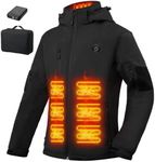 Brimekey Women's Heated Jacket with Battery Pack,Waterproof Windbreaker Detachable Hooded Electric Heating Jacket Heated Coat (US, Alpha, Small, Regular, Regular, Black)