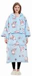 KFUBUO Wearable Blanket Hoodie for Adult Long Sherpa All Patterns Elephant Oversized Hoodie Sweatshirt Blanket Cute Birthday Gifts for Women