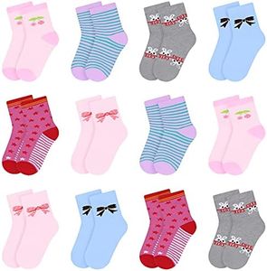 L&K-II 12 paia calzini delle ragazze calzini bambino in cotone confortevole 2808 27-30