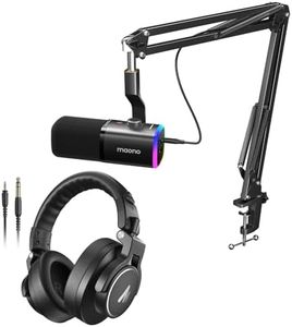 MAONO XLR/USB Gaming Microphone PD100XS + Studio Monitor Mixing DJ Headphones MH700