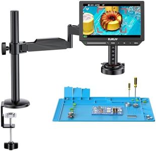 Elikliv Autofocus 4K HDMI Digital Microscope, EM4K-AF Flex Arm Soldering Microscope for Adults, 10.1" Coin Microscope with Ring Light, 52MP LCD Microscopes with Screen, Electronics Repair Mat, 64G