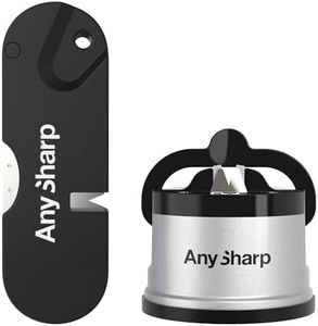 AnySharp Knife Sharpener Bundle, Sharpens Kitchen, Tactical, Hunting Knives, Safe, One-Handed, Portable, Fire Starter, Silver, One Size, ABS Material