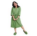 Sassoon Venir Microfiber Bathrobe With Slippers for Men & Women, Unisex Luxury Bathrobe Towel, Spa Robe Combed (Pack of 1) - Green Color