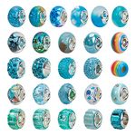 NBEADS 54 Pcs Mixed Style and Colors Rhinestone European Beads, Large Hole Charms Beads Polymer Clay Beads for DIY Crafts Jewelry Making