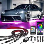 Car Underglow Lights, Yielinth Exterior Car LED Strip Lights with App and RF Remote Control,16 Million Colors Underglow Kit for Car