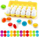 Matching Eggs Set Toys for Toddlers Early Learning Educational Toys for Babies Kids and Toddlers (Light Yellow)