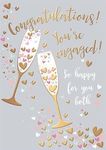 Words and Wishes Open Engagement Congratulations Card - Champagne Toast and Hearts with Gold Foil - Eco-Friendly - Made in the UK