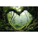 AWERT 48x20 inches Polyester Tropical Rainforest Terrarium Background Stream Green Huge Tree Reptile Habitat Background Foggy Rainforest Aquarium Background