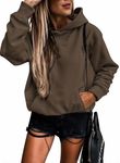 SHEWIN Womens Hoodie Pullover Long Sleeve Solid Fleece Fashion Hoodies Sweatshirts Cozy Lightweight Fall Oversized Sweatshirt for Teen Girls,US 16-18(XL),Coffee