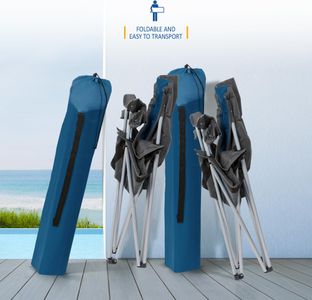 SUNMER Padded Folding Camping Chairs, Set of 2 – Cup Holder, Side Pockets, Dark Blue