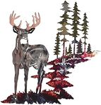 Moxweyeni Metal Deer Wall Art Forest Deer Wall Decor Metal Tree Wall Art Metal Deer Decor Rustic Forest Hunting Sign for Living Room Bedroom Bathroom Indoor Outdoor, 11.8 x 7.9 Inch(Bright Color)