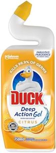 Duck Deep Action Gel Toilet Bowl Cleaner, Stain Remover and Toilet Bowl Freshener, Citrus Fragrance, 750mL