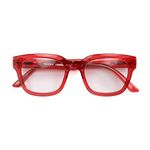 LONDON MOLE Glasses | Tricky Reading Glasses | Rectangular Reading Glasses | Cool Readers | Stylish Reading Glasses | Men Women Unisex | Spring Hinges, transparent red, Linsengröße 40x50mm| Brücke