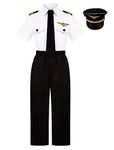 SCYPRUTH Airline Pilot Costume for Kids Captain Pilot Uniform for Career Day Halloween Dress Up Birthday Gifts