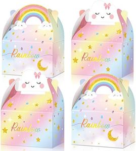 Rainbow Cloud Gift Boxes Party Supplies Rainbow Party Favor Boxes Rainbow Cloud Theme Treat Boxes Candy Goodies Gift Boxes for Girls Boys Kids Birthday Party Decor (Rainbow Cloud Style, 24 Pieces)