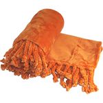 BNF Home Rope Braided Bed Couch Throw Blankets, 50 by 60", Burnt Orange