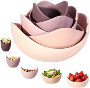 Notakia Salad Decorative Bowls Lotus Shaped Pasta Bowls Dishwasher & Microwave Safe, Unique Angled Ceramic Bowls for Salad, Pasta, Soup, Rice, Prep, Ideal for Home and Restaurant (Purple 5 Packs )