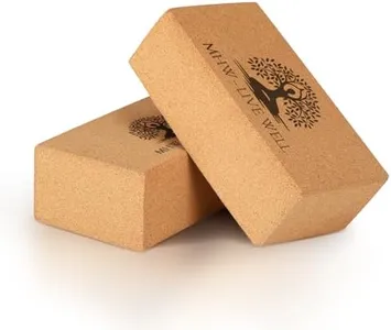 MHW - LIVE WELL Cork Yoga Block – Natural Anti-Slip Yoga Block for Stability & Deepening Poses - 9x6x3 Inches, Single (Cork, Pack of 2)
