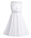 CHICTRY Kids Girls Sparkle Belt Sequin Lace Flower Girl Bridesmaid Wedding Party Dresses Ivory 9-10 Years