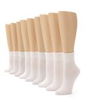 No nonsense womens Cotton Basic Cuff Sock, White - 9 Pair Pack, 4-10