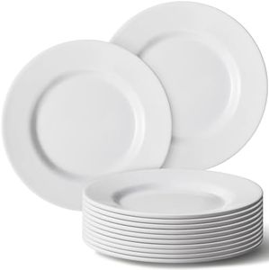 Hushee 12 Pack White Dessert Plates/Salad Plate, melamine plates, Small Dinner Plates for Snacks, Side Dishes, Round Serving Plates (7 Inch)