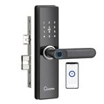 LAVNA Smart Door Lock LA16 with Fingerprint, Bluetooth Mobile App, PIN, OTP, RFID Card and Manual Key Access for Wooden Doors (Black, Bluetooth)