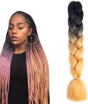 prinfantasy Hair Extension Braiding Ombre Crochet Twist Braids Synthetic French Curl Braiding Hair Hair Extensions for Women Girls Black Root to Blonde Hair Extension,GBBZ071