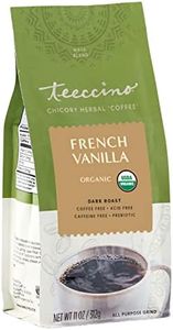Teeccino Chicory Coffee Alternative – French Vanilla – Ground Herbal Coffee That’s Prebiotic, Caffeine-Free & Acid Free, Dark Roast, 11 Ounce