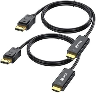 UKYEE Displayport to HDMI Cable 6FT/1.83M 2-Pack, Display Port (DP) to HDMI Adapter 6FT Male to Male Cord Converter for PCs to HDTV, Monitor, Projector.