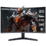 KOORUI 27 Inch Computer Monitor, QHD 2560P Gaming Monitor 144Hz(1ms, 1800R Curved VA Panel, DP1.2+HDMI*2, AdaptiveSync, Narrow Bezel with Ultra-Thin), Tilt Adjustable,Eye Care