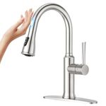CREA Touch On Kitchen Faucets with Pull Out Sprayer, Single Handle 3 Modes Kitchen Sink Faucet, Bar Sink Faucet, RV Kitchen Sink Faucet Utility Faucet Pot Filler Faucet with Deck Plate