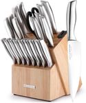 Zulay 20 Piece Stainless Steel Knife Set with Block and Sharpener - Sharp Knife Block Set with Built In Sharpener - Kitchen Knife Set With Block - Rust Proof Knife Set Stainless Steel