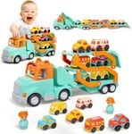 Veslier Toddler Truck Toys for Boys Girls Age 18M+, 30 in Foldable Track Trailer with Light and Sound Effects, Christmas Birthday Gift for 2 3 4 5 6 Year Old