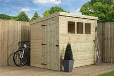 EMS Retail Empire 2500 Pent Garden Shed 7X5 SHIPLAP T&G PRESSURE TREATED 3 WINDOWS DOOR LEFT