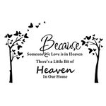 Quanyuchang Because Someone We Love is in Heaven Quotes Wall Stickers Decal Removable DIY Tree Vinyl Wall Sticker Family Theme Wall Art Decor for Bedroom Living Room Home Decoration