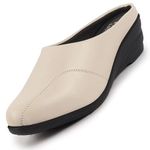 FAUSTO FST FJDWC-7024 CREAM-39 Women's Cream Formal Back Open Platform Wedge Heel Slip On Mule Shoes (6 UK)