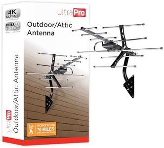 UltraPro Outdoor Antenna, Long Range Antenna, 4K 1080P VHF UHF HDTV Antenna, J Mount Included, Also Indoor Attic Mountable, Weather Resistant, 65000