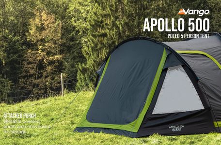 Vango Apollo 500 Family Tent – 5 Person Waterproof Camping with Large Porch