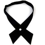 Women/Men Cross Bow Tie, Pre Tied Crossover Necktie For Janpanese School Girl JK & JC Uniform or Cosplay W-B-T2, Black, One size