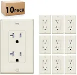 Micmi 20A Decorator Receptacle Outlet, Tamper Resistant, Decorative Electrical Receptacle Outlet, 20 Amp 125 Volt, Grounding with Wall Plate UL Listed (10Pack, Ivory)