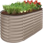 Best Choice Products 4x2x2ft Outdoor Metal Raised Garden Bed, Oval Deep Root Planter Box for Vegetables, Flowers, Herbs, and Succulents w/ 101 Gallon Capacity, Rubber Edge Guard - Taupe