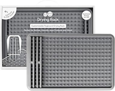 ezpz Drying Rack (Gray) - 100% Silicone Collapsible Dish Drying Rack + Suctions in Place + Adjustable Pegs - Dishwasher Safe - Durable Long-Lasting